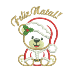 Matriz de bordado Urso Feliz Natal Aplique 10 e 15cm - Image 2