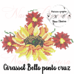 girassol ponto cruz- matriz ponto cruz- girassol- flores-floral-