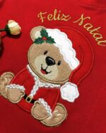Matriz de bordado Urso Feliz Natal Aplique 10 e 15cm