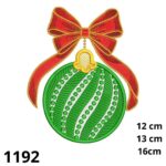 Matriz de bordado ornamento natalino verde com laço