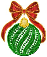 Matriz de bordado ornamento natalino verde com laço - Imagem 2