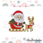 Matriz de Bordado Natal - Papai Noel e Rena - 3 Tamanhos