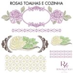 Rosas Toalhas e Cozinha