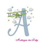 Matriz de Bordado - Alfabeto completo Avião Frente - Imagem 2
