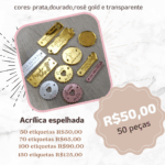 Etiqueta Acrilica espelhada -50 etiquetas