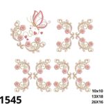 Matriz de bordado kit barrado floral borboleta