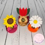 [Projeto na Bordadeira] Pacotão 3 Porta Bombom Flores - Girassol, Tulipa e Margarida