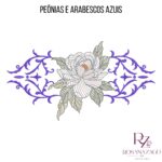PEÔNIAS E ARABESCOS AZUIS - Imagem 2
