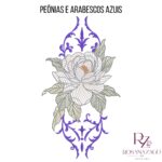 PEÔNIAS E ARABESCOS AZUIS - Imagem 4
