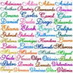 50 Nomes Prontos para Bordar 18x10cm.. Matrizes de Bordados