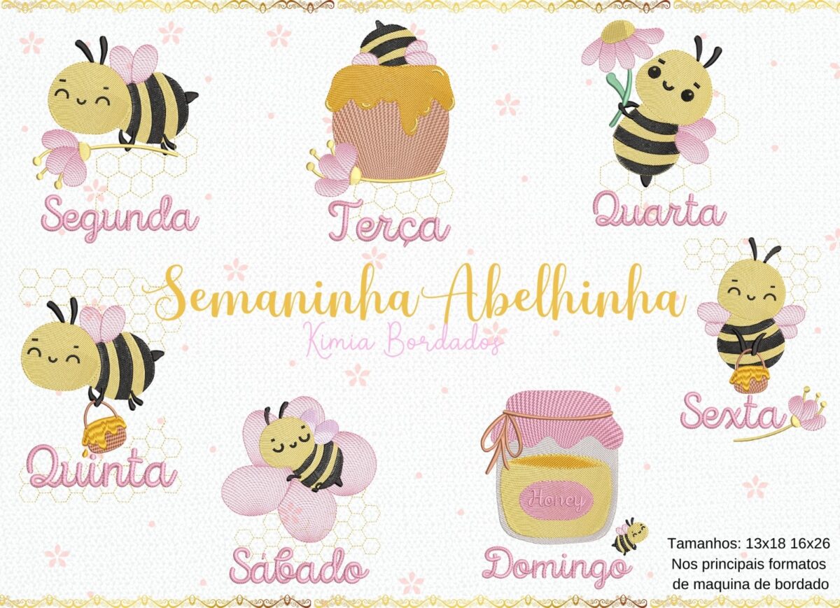 Prepare-se para se encantar com a nossa nova coleção de Matrizes de Bordado Abelhinhas! Tão fofas quanto o mel e cheias de charme, essas abelhinhas são perfeitas para dar um toque de doçura e alegria aos seus projetos. Ideais para peças panos de copa ou para alegrar qualquer cantinho da casa, nossas abelhinhas vão levar um sorriso para quem vê. Cada design foi criado com carinho, pensando em cada detalhe para você bordar com paixão. Deixe a doçura das abelhas florescer na sua máquina!