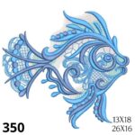 Matriz de bordado fundo do mar estilizado peixe