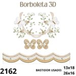Matriz de bordado conjunto de barrado com borboleta 3d e barrinha crivo e poá