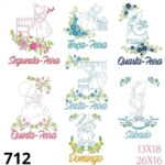 Matriz de bordado Semaninha Sunbonett floral