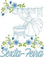 Matriz de bordado Semaninha Sunbonett floral - Image 6