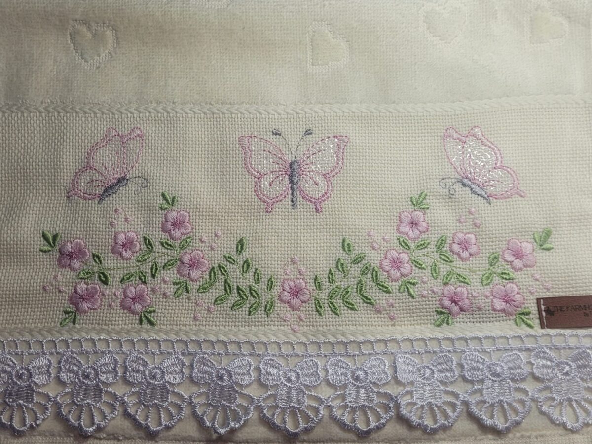 Matriz de bordado barrado floral e borboletinhas - Imagem 2