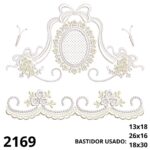 Matriz de bordado moldura crivo e laço + barrinha