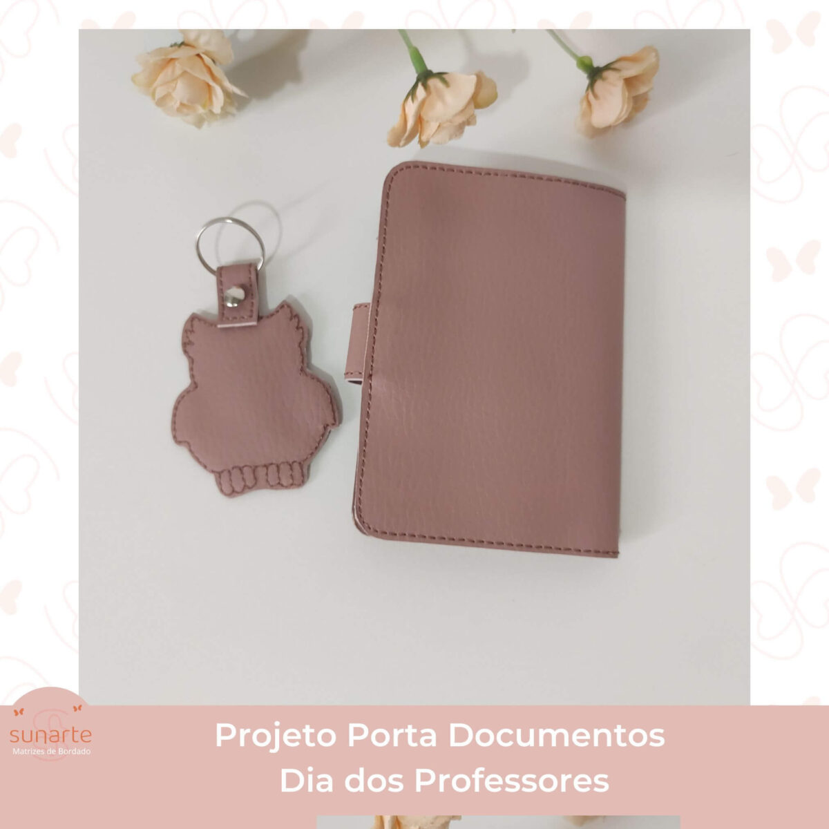Projeto na bordadeira - Dia dos Pofessores Porta Documetos Coruja + Chaveiro - Imagem 2