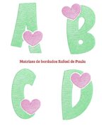 Linda Matriz de Bordado Alfabeto Coração de ( A a Z ) - Pontos Leves
