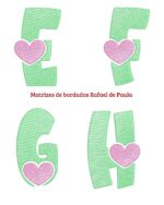 Linda Matriz de Bordado Alfabeto Coração de ( A a Z ) - Pontos Leves - Image 2