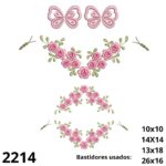 Matriz de bordado barrado floral e borboletinhaS 3D
