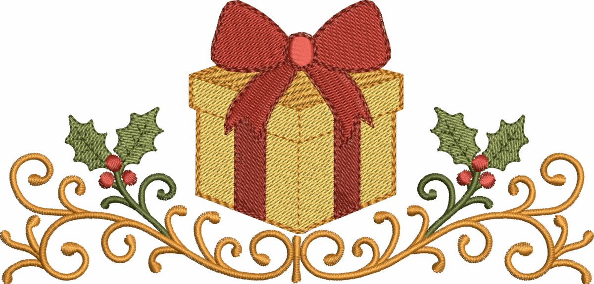 Matriz de Bordado - Presente de Natal - Barrado Arabesco - Imagem 1