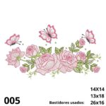 Matriz de bordado barrado de rosas delicado