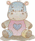 Matriz para Bordado Hipopótamo Safári Patchwork Cute - Image 2