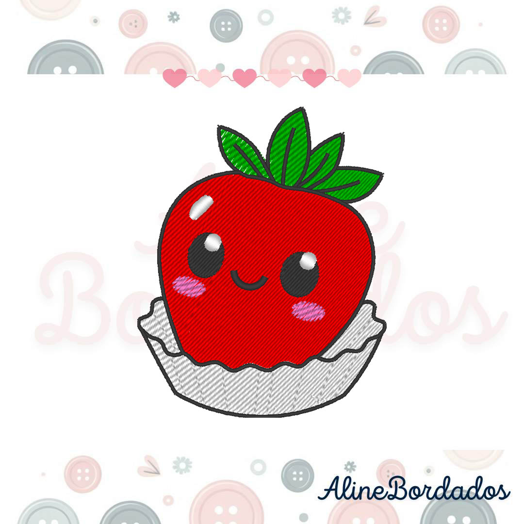 CΓ³pia de Enila Designs - 1 Matriz de Bordado Morango do Amor Cute - Image 1