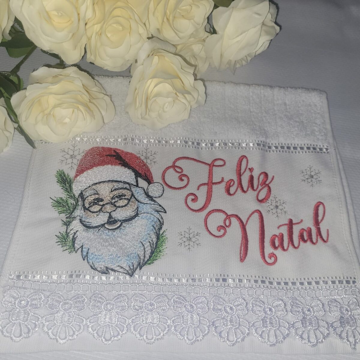 Matriz de bordado barrado Santa Claus feliz natal - Image 4