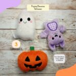 Trio Matrizes Chaveiros Halloween: Morcego, Fantasma e Abóbora
