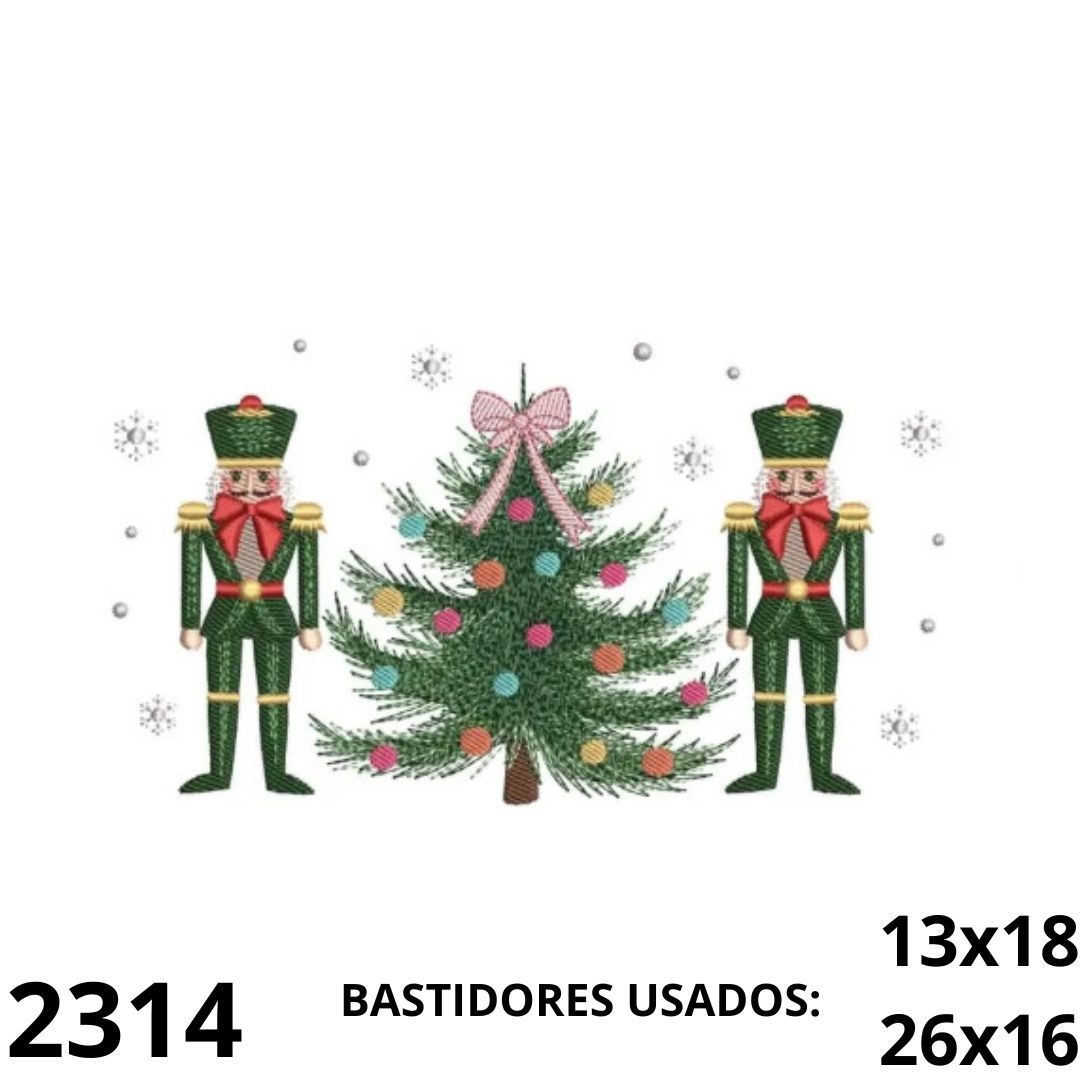 2314 Matriz de bordado barrado soldado de chumbo e arvore natal - Imagem 1