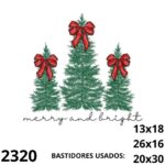 Matriz de bordado barrado de arvores de natal e laços