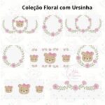 Matrizes de bordado coleΓ§Γ£o floral com ursinha - Image 2