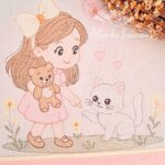 Matriz de bordado menina gatinho 1 - avulsa