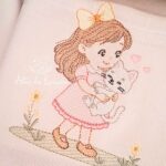 Matriz de bordado menina gatinho 2 - avulsa