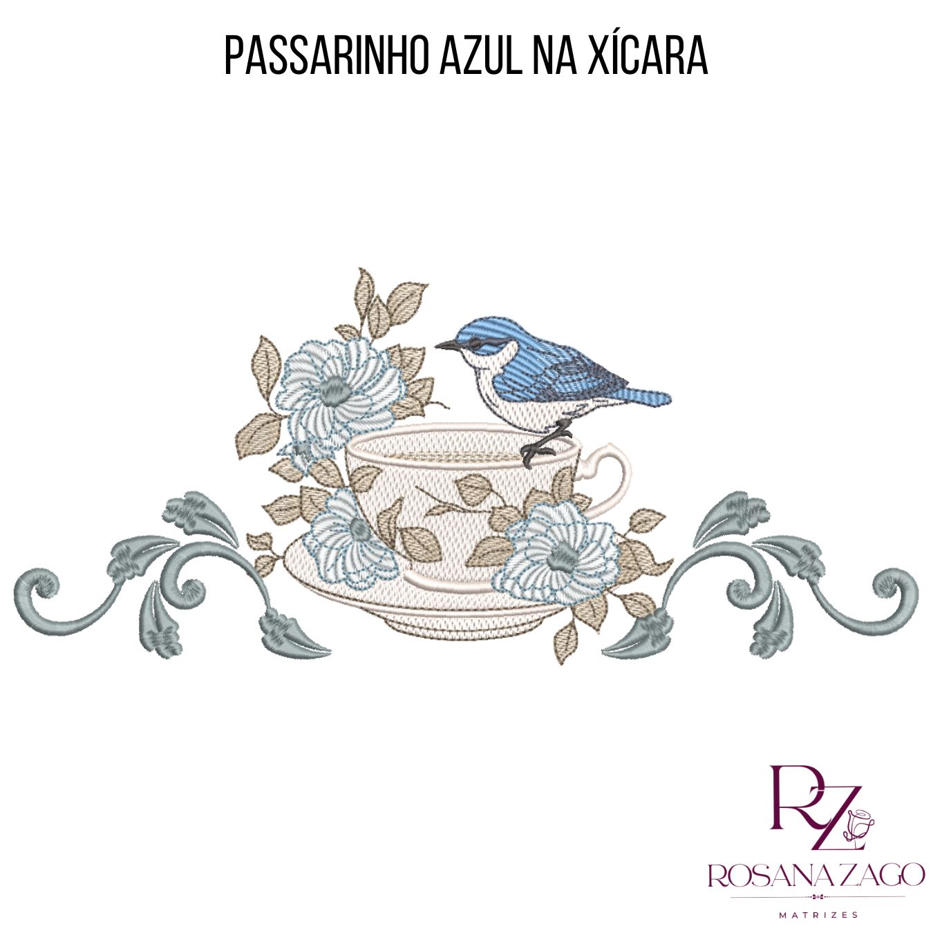 PASSARINHO AZUL NA XÍCARA (1) PASSARINHO AZUL NA XÍCARA - Imagem 3