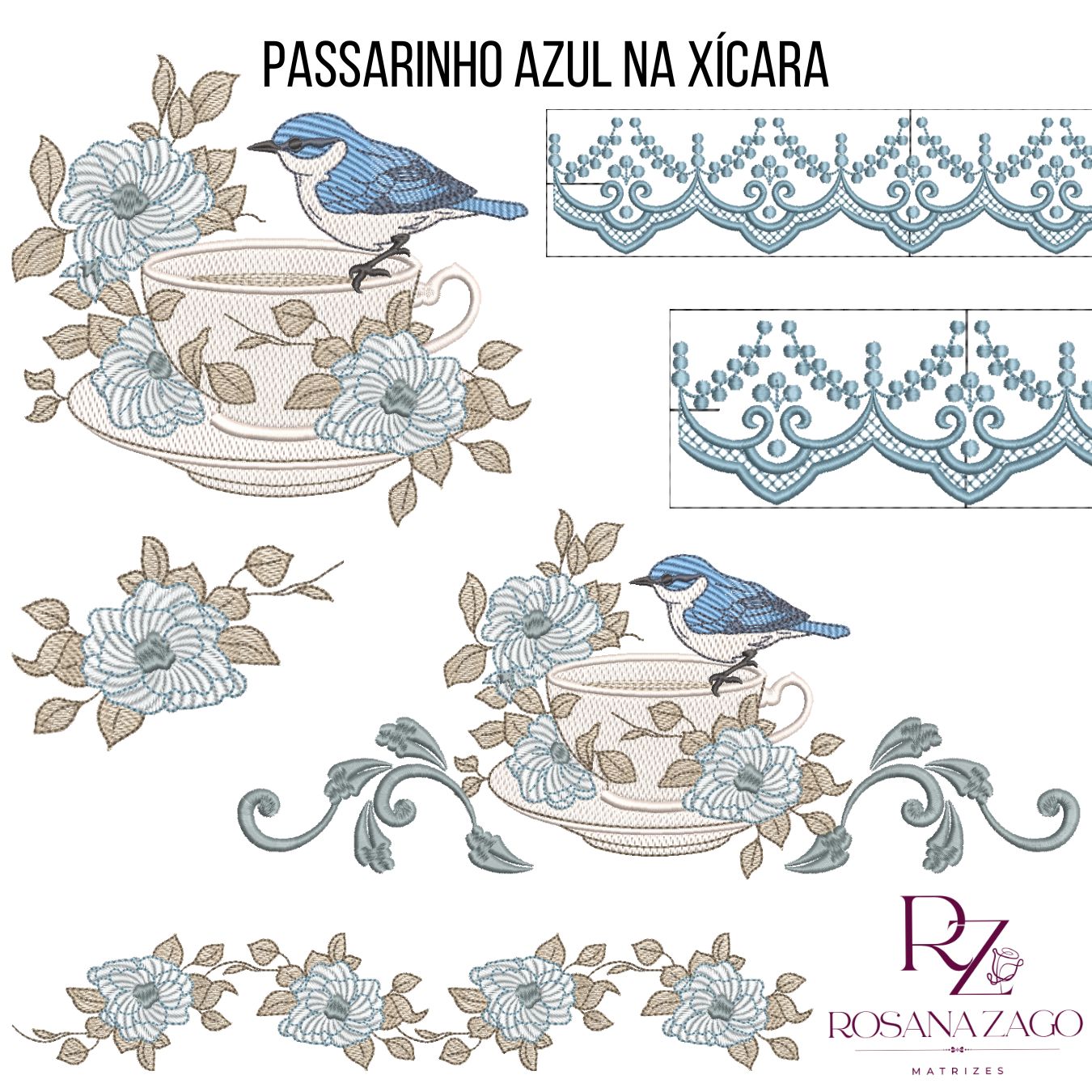 PASSARINHO AZUL NA XÍCARA PASSARINHO AZUL NA XÍCARA - Imagem 1