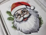 Matriz de bordado barrado Santa Claus feliz natal - Image 2