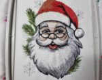 Matriz de bordado barrado Santa Claus feliz natal - Image 3