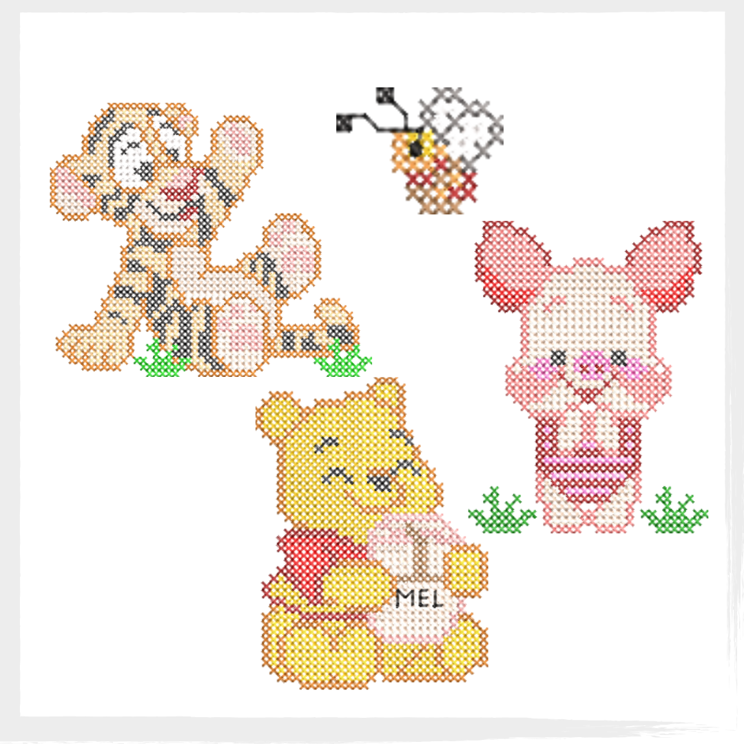 URSINHO POOH PONTO CRUZ bazar Ursinho Tigrinho Leitão Ponto Cruz - Imagem 1