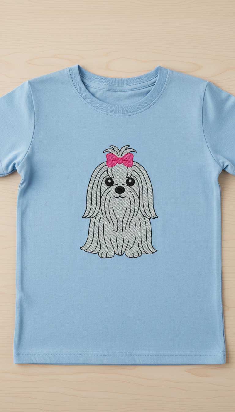 camiseta2 Matrizes de Bordado Cachorrinhos de Raça - Maltês - modelo1 - Imagem 3