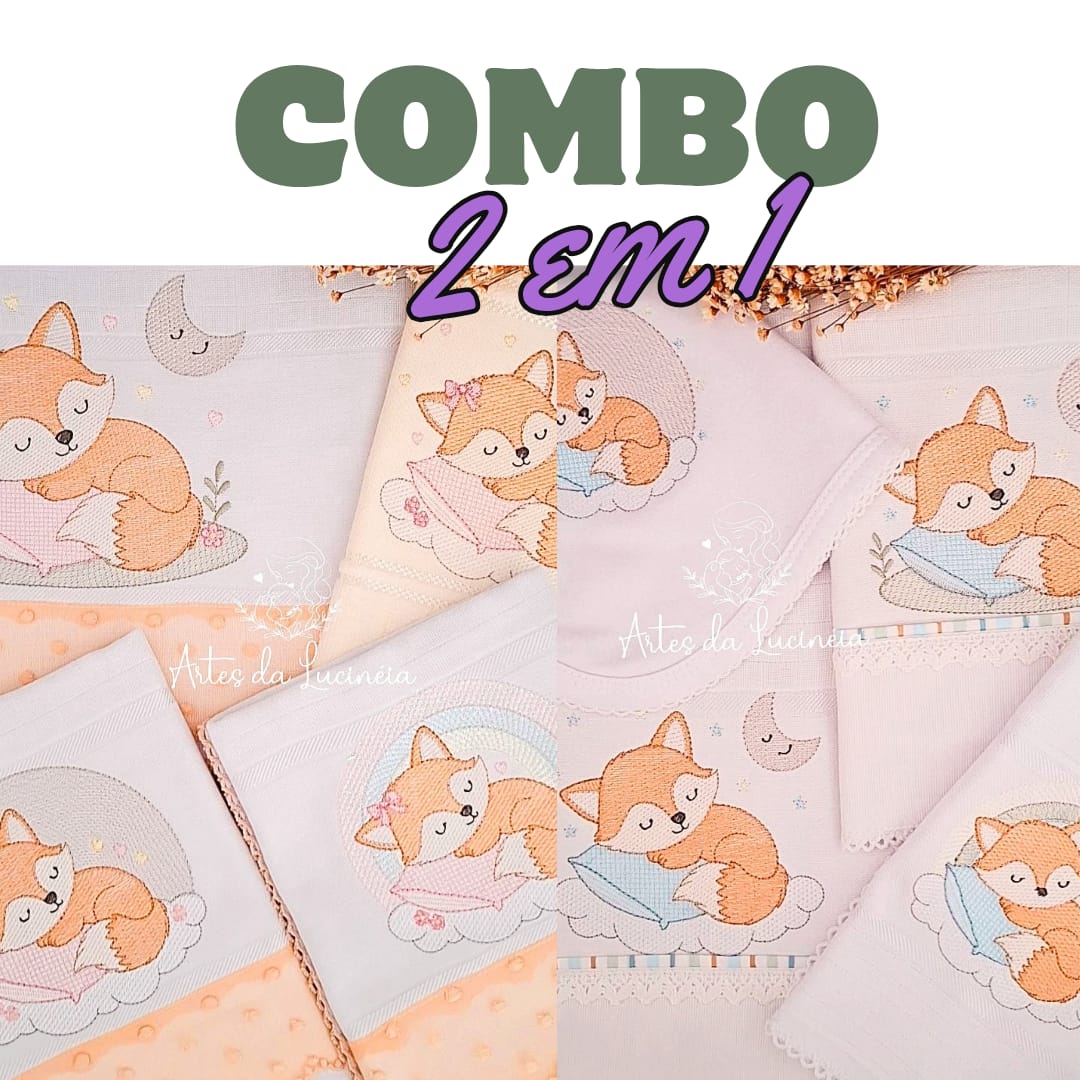 combo Matriz de bordado combo 2 em 1 raposa dormindo - Image 1