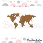 Matriz de Bordado Mapa Mundi - 4 Tamanhos
