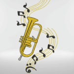 Matriz Bordado Trompete com Notas Musicais - Image 3