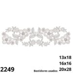 Matriz de bordado barrado floral em ponto riscado