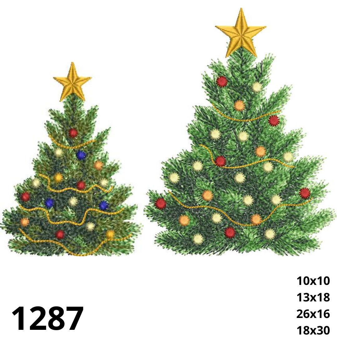 1287 Matriz de bordado Arvore Natalina realista - Image 1
