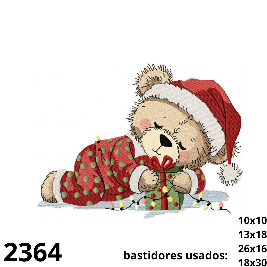 20x15 Matriz de bordado URSO NATALINO E PRESENTINHO - Imagem 1