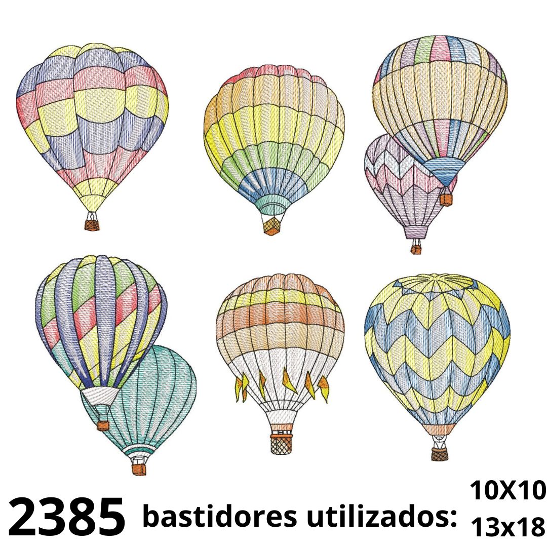 2385 Matriz de bordado coleçao Balões de ar quente - Imagem 1