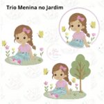 Matrizes de Bordado Trio Menina no Jardim